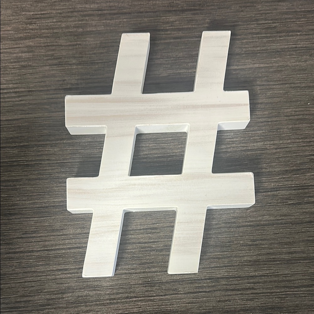 White Hashtag Wall Decor